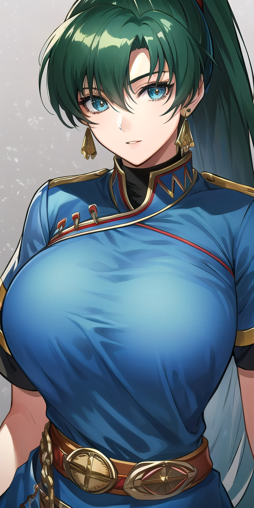 03871-1186587379-_lora_LyndisV3_0.7_ lyndis, huge_breasts, standing, solo, Blue_dress_side_slit_Pelvic_curtain_Sash_Short_sleeves_Belt,, masterpi.png